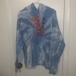 Artist Union Large Blue Cherry Blossom Tie-dye Hoodie